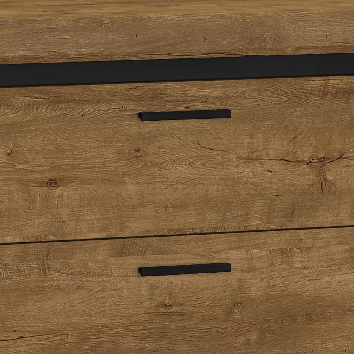 SIDEBOARD Baltica Lefkas Eiche / schwarz 165 / 43 / 94cm - Eichefarben/Braun, Holz/Holzwerkstoff (165/94/43cm) - Feldmann-Wohnen