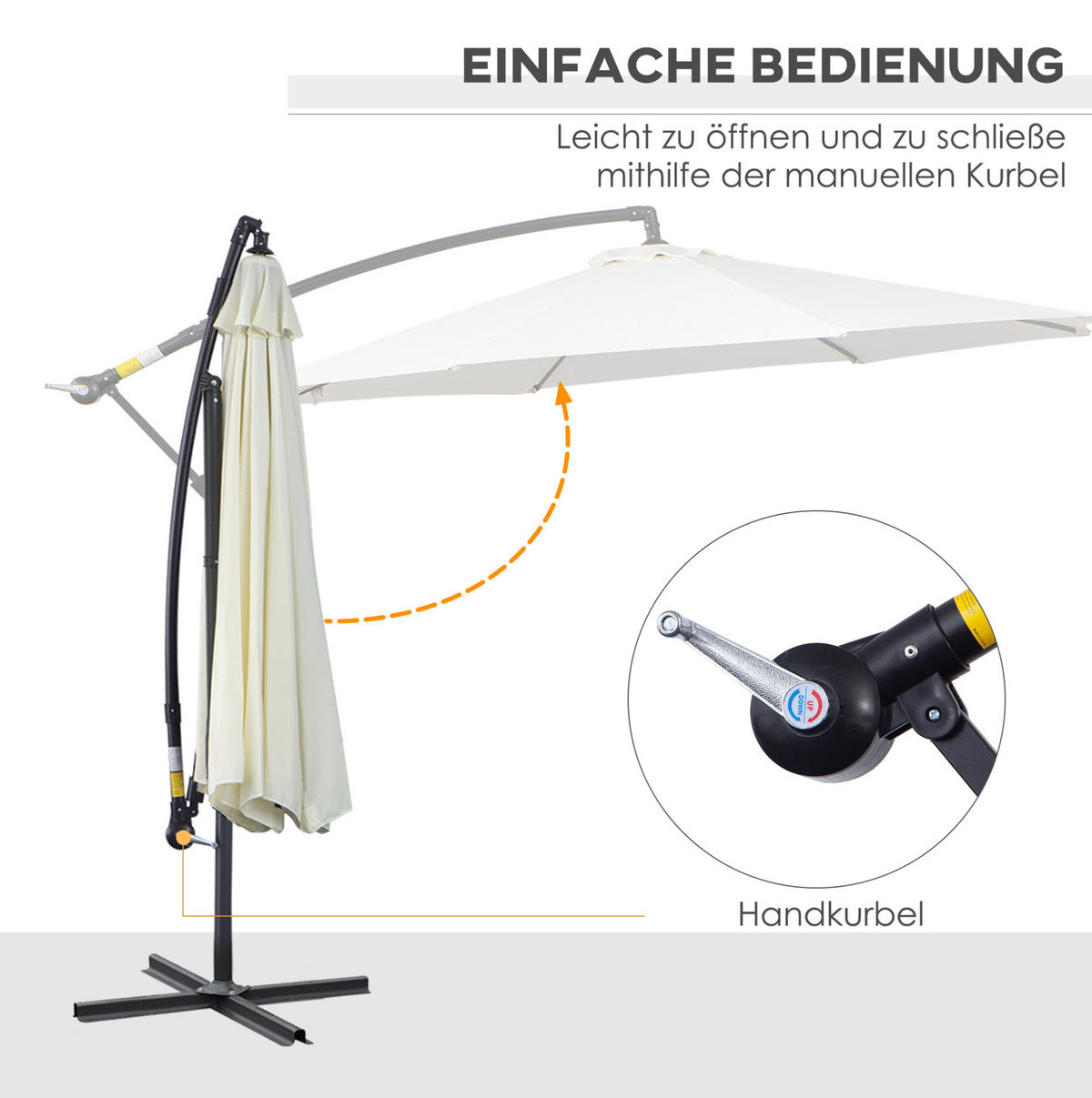 DOPPELSONNENSCHIRM aus Stahl 455x265x238 cm in Dunkelgrün mit Handkurbel - Dunkelgrün, Metall (265/455cm) - Modfu