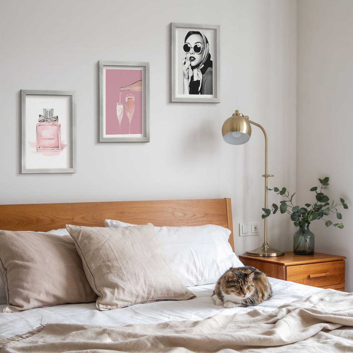 WANDBILDER 3er Set - 20x30 cm Silberner Rahmen - Stilvolle pinkfarbene Accessoires - Silberfarben, Kunststoff (20/30cm) - ArtPrintCave
