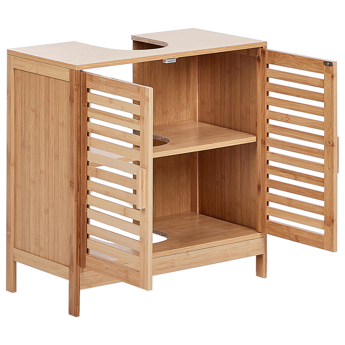 WASCHBECKENUNTERSCHRANK Heller Holzfarbton Missoula - Hellbraun, Holz (60/60/30cm) - Beliani
