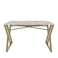 COMPUTERTISCH Gyza Weiss Marmor Gold - Goldfarben/Weiß, Holzwerkstoff (120/60/75cm) - Decorotika