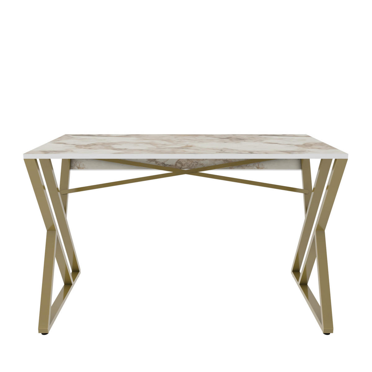 COMPUTERTISCH Gyza Weiss Marmor Gold - Goldfarben/Weiß, Holzwerkstoff (120/60/75cm) - Decorotika