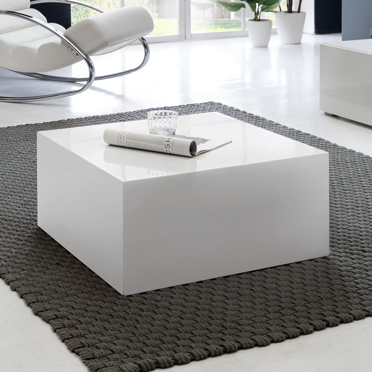 COUCHTISCH Weiß Hochglanz Quadratisch 60x60x30cm MDF Würfelform - Weiß, Holzwerkstoff (60/60/30cm) - KADIMA DESIGN