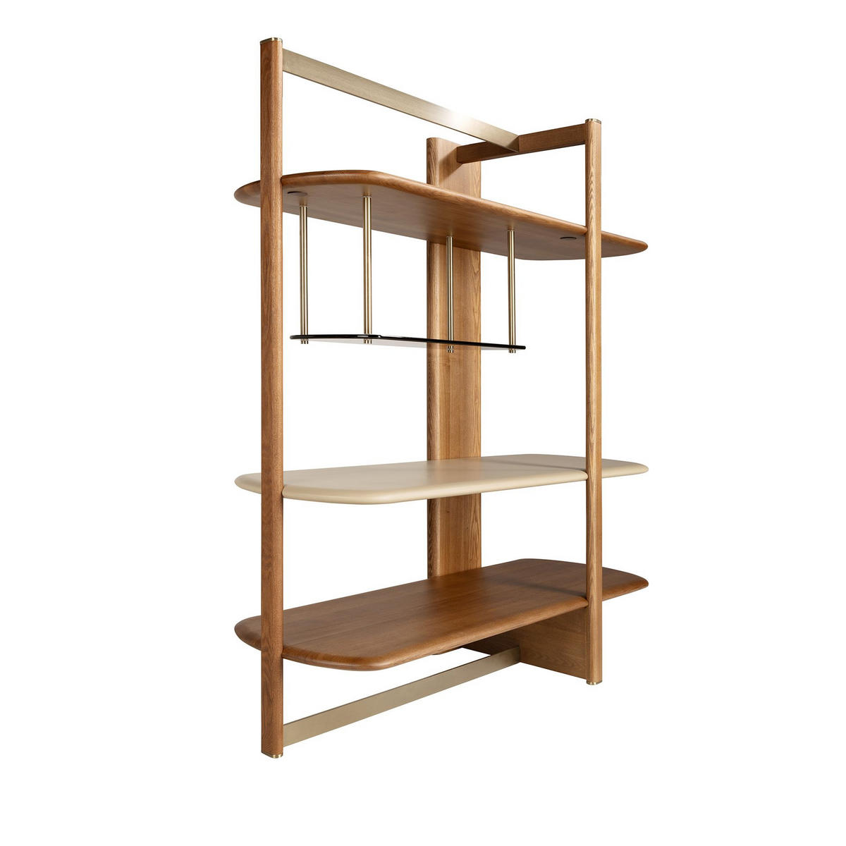 REGAL Rechtes rechteckiges aus hellem Nussbaumholz und Holz in Greige-Farbe 140/50/162 cm - Hellbraun/Greige, Holz/Holzwerkstoff (140/162/50cm) - ANGEL CERDA
