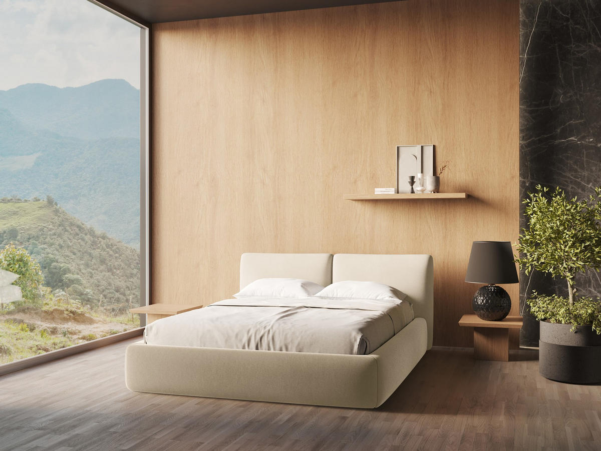 POLSTERBETT mit Bettkasten und Lattenrost 160x228 Beige - Beige/Creme, Kunststoff/Textil (140/200cm) - Makamii