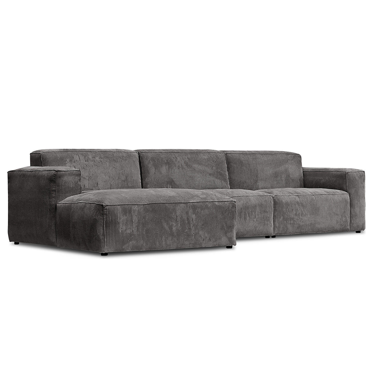 ECKSOFA mit Longchair - Schwarz/Grau, Textil (335/167cm) - home24