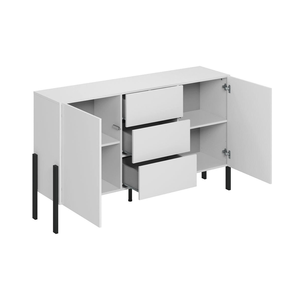 SIDEBOARD Bérénice Mattweiß und Schwarz - Weiß, Holzwerkstoff (154/90/40cm) - Petits-meubles