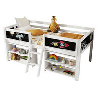 HALBHOHES BETT 90/200 cm, Weiß mit Stauraum, Leiter, ohne Matratze - Weiß, Holz (90/200cm) - MIVRAY