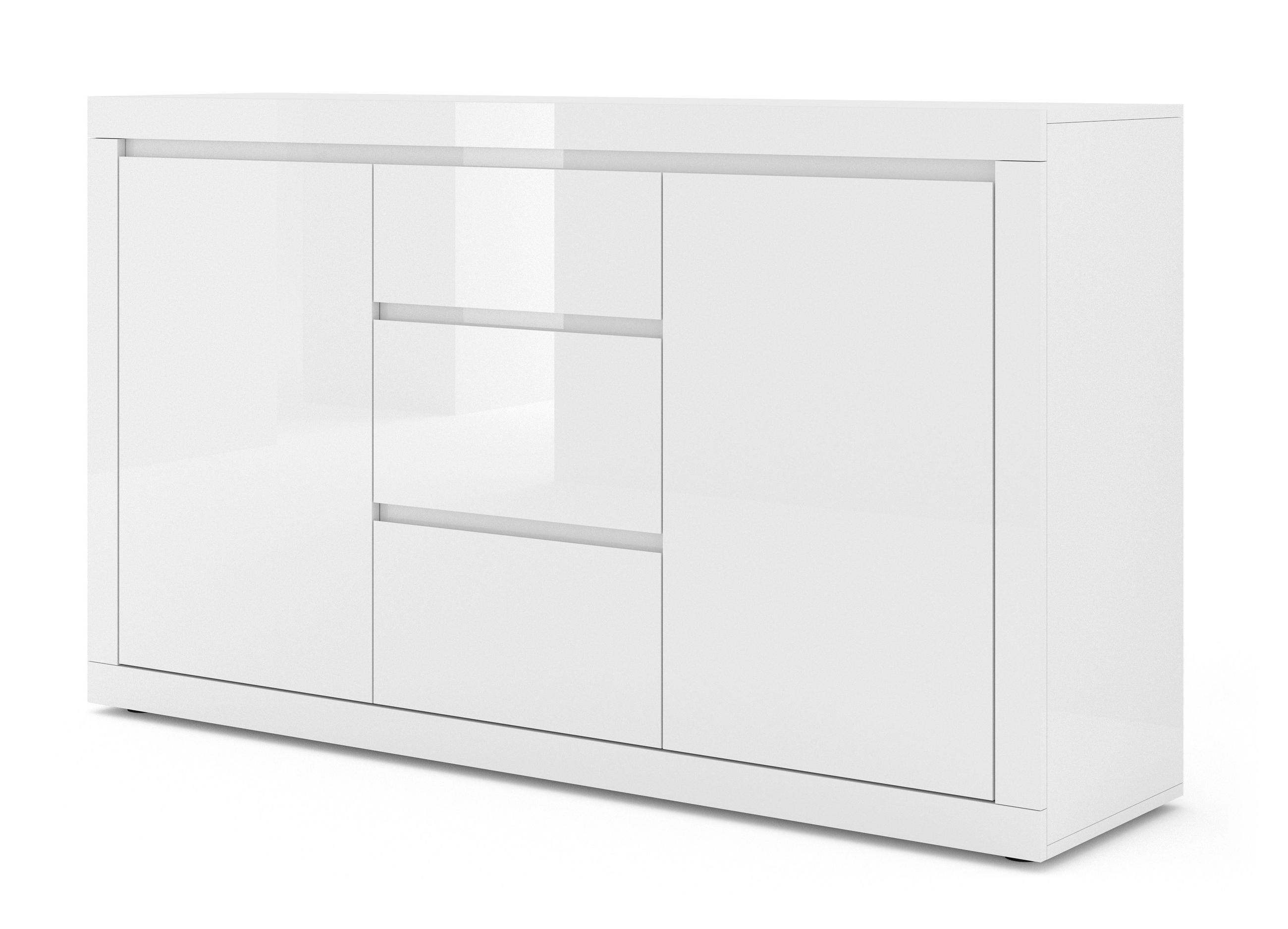 KOMMODE Weiß, Weiß Hochglanz 150/89/40 - Weiß Hochglanz/Weiß, Holzwerkstoff (150/89/40cm) - RAUMHIRSCH FURNITURE