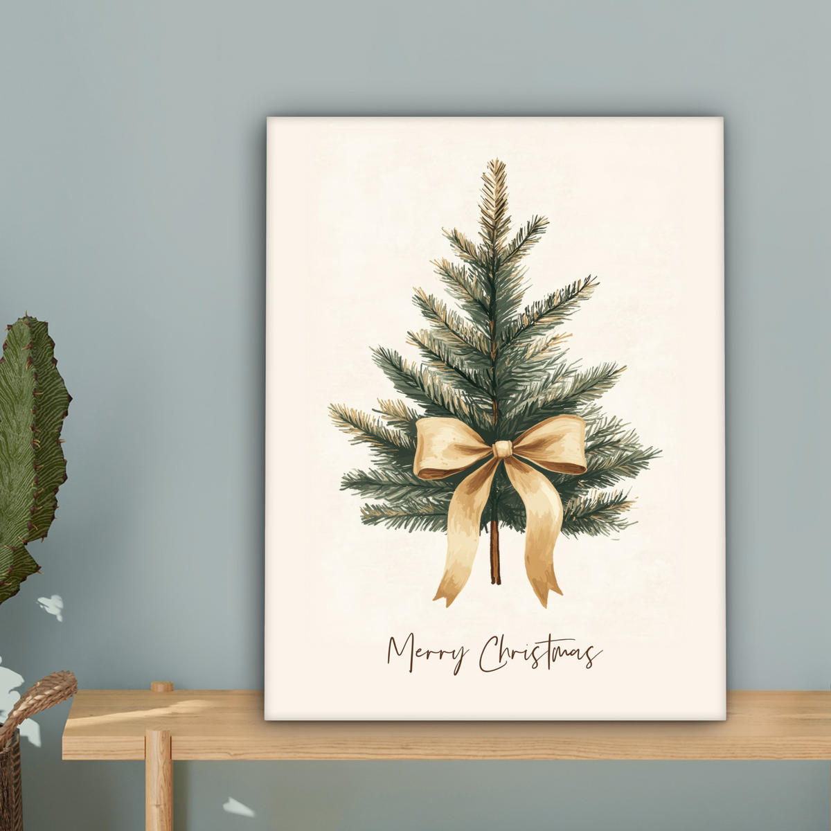 LEINWANDBILD Weihnachtsbaum - Weihnachten - Frohe Weihnachten - Beige 30x40 cm - Sandfarben, Textil (30/40cm) - MuchoWow