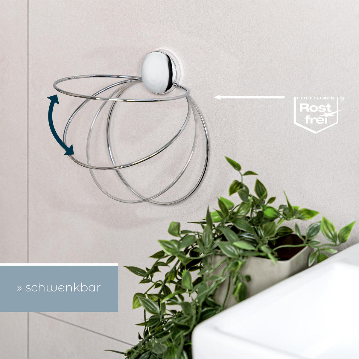 HANDTUCHRING MOON-LOC - Edelstahlfarben, Metall (20.4/2/20.4cm) - bremermann