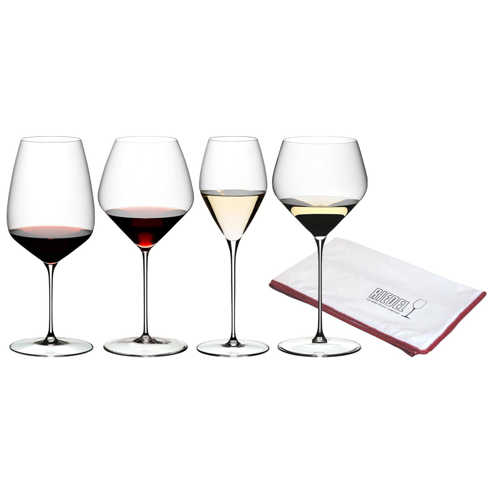 VERKOSTUNGSSET GLÄSERSET + POLIERTUCH Veloce transparent 4er Set - Transparent, Glas (0.001L) - Riedel
