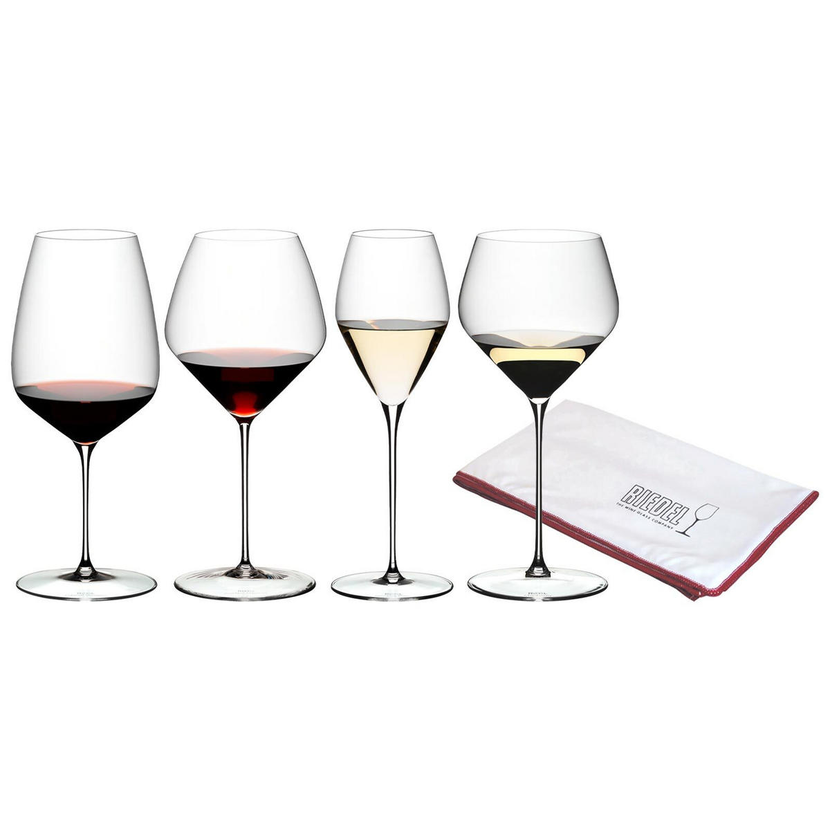 VERKOSTUNGSSET GLÄSERSET + POLIERTUCH Veloce transparent 4er Set - Transparent, Glas (0.001L) - Riedel