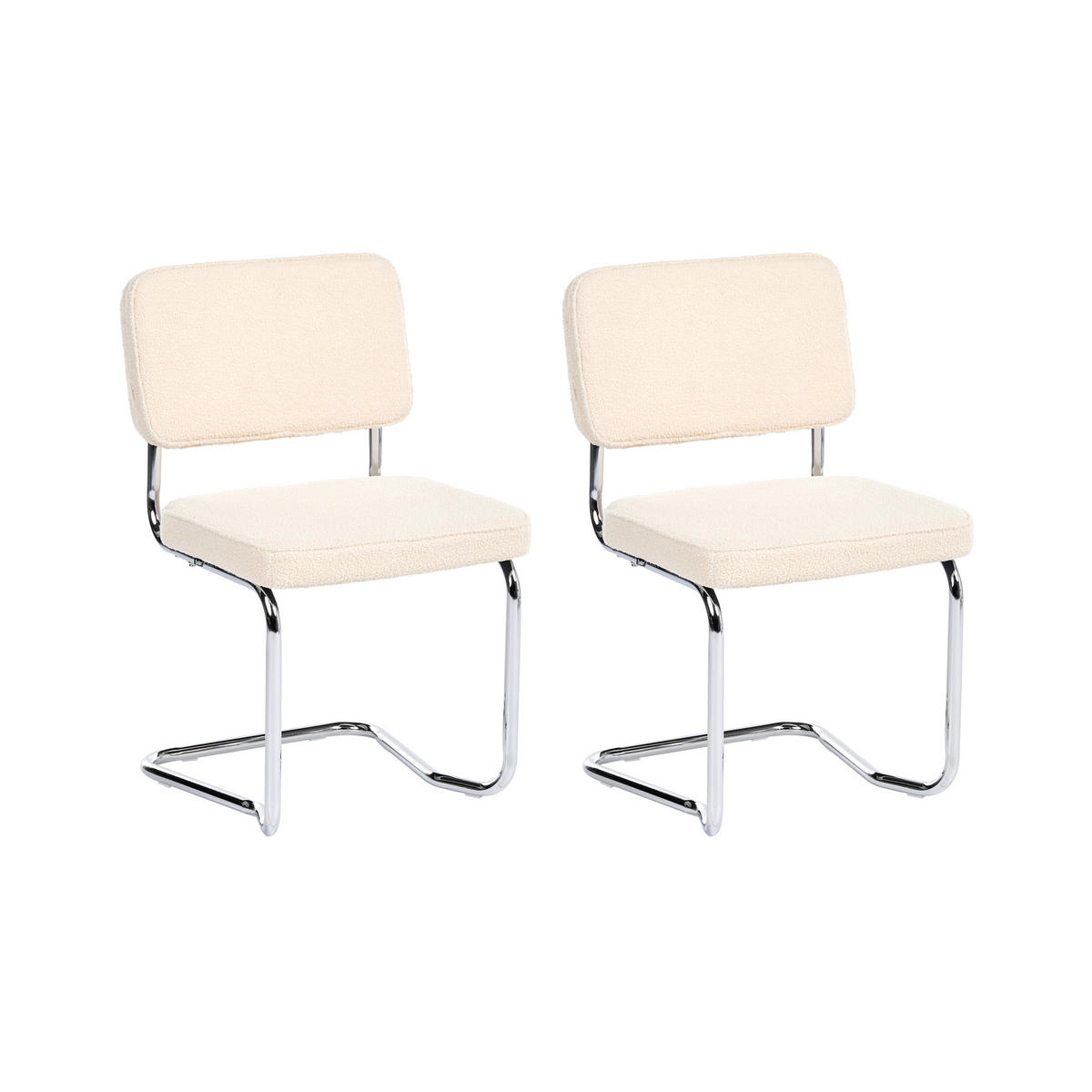 ESSZIMMERSTUHL 2er-Set Bouclé Hellbeige Irwin - Beige, Textil (50/85/53cm) - Beliani