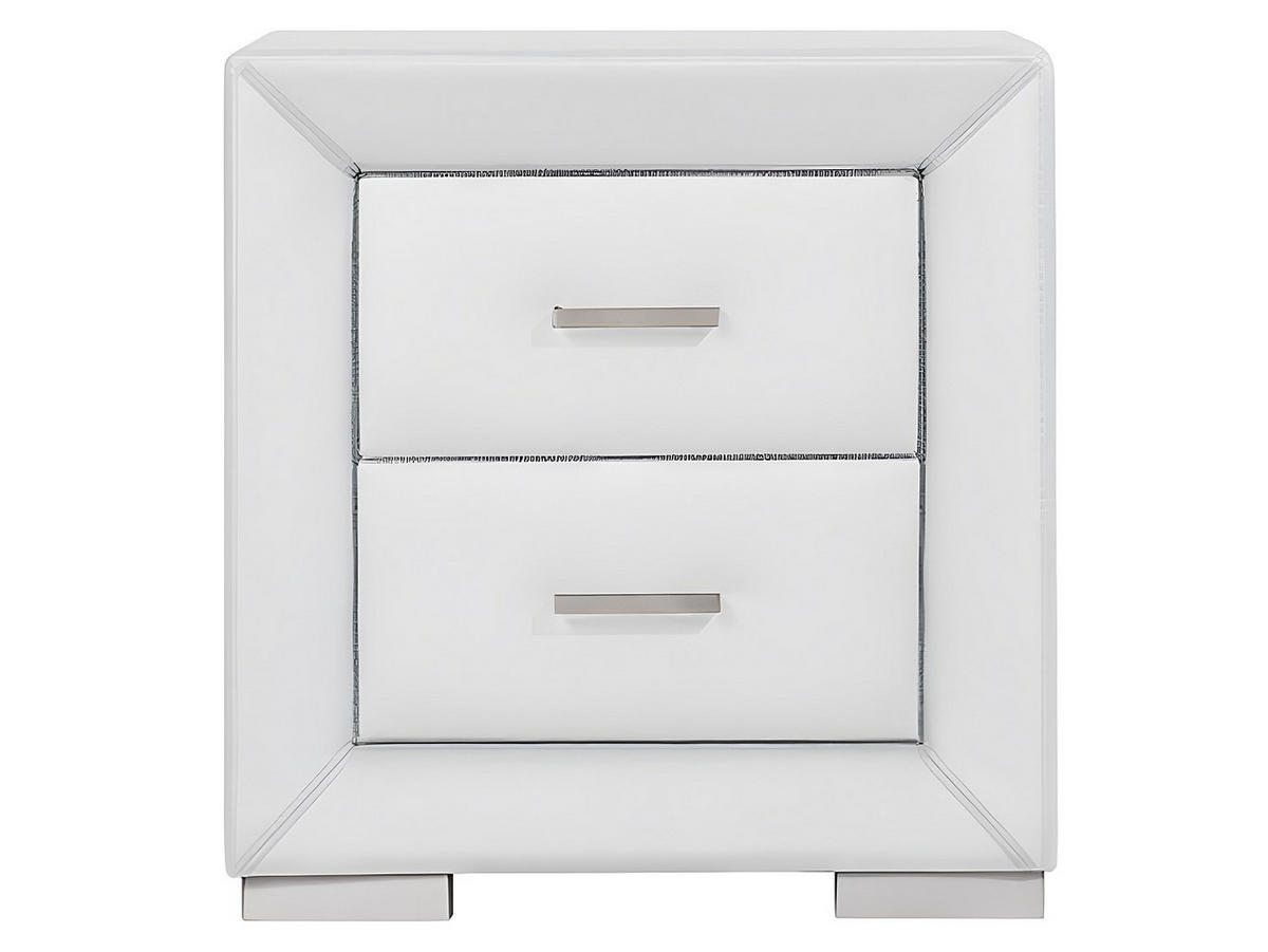 NACHTTISCH - 51.5 cm x 43 cm - Kunstleder - Weiß - CAPITOLE - Weiß, Leder (51.5/54.5/43cm) - Vente-Unique