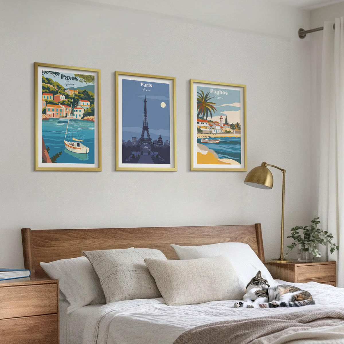 BILDER SET 3er Set - 40x60 cm Goldrahmen - Küstenstädte und Architektur - Goldfarben, Kunststoff (40/60cm) - TULUP