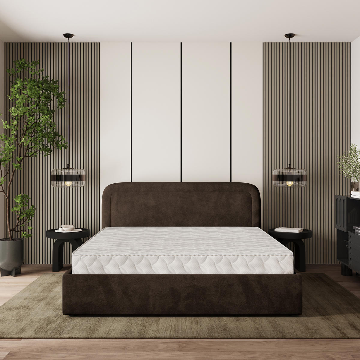 POLSTERBETT BENIRA K 120x200 cm mit Bettkästen - Braun - Braun, Holz/Textil - MASSENO