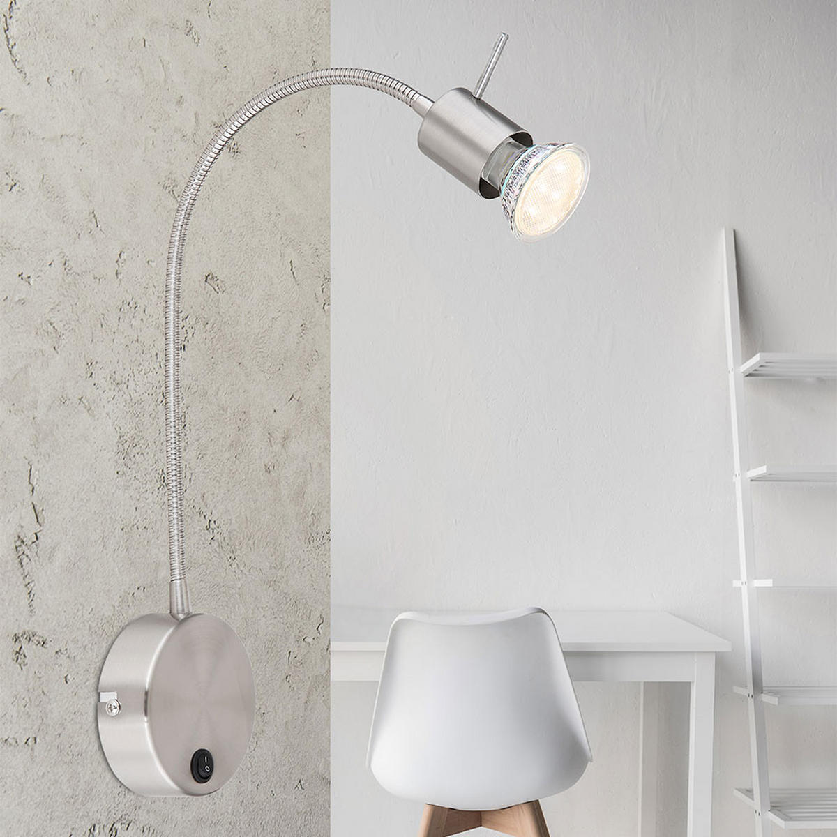 LED WANDLEUCHTE Flexo Silber Metall - Silberfarben, Metall (9/53/40cm)