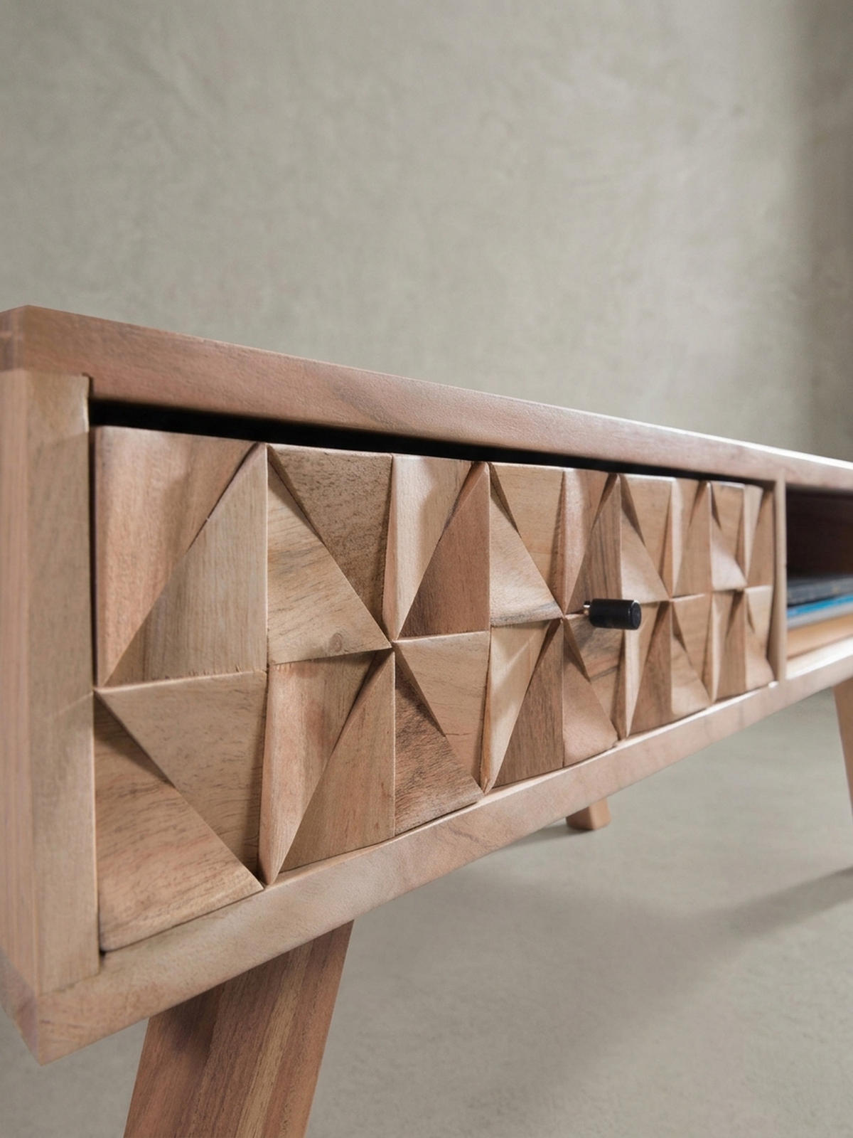 COUCHTISCH Landhausstil Massivholz mit Schublade und Ablagefach, Maße 95x35x50 cm - Beige, Akazienholz/Holz (50/95/35cm) - KADIMA DESIGN