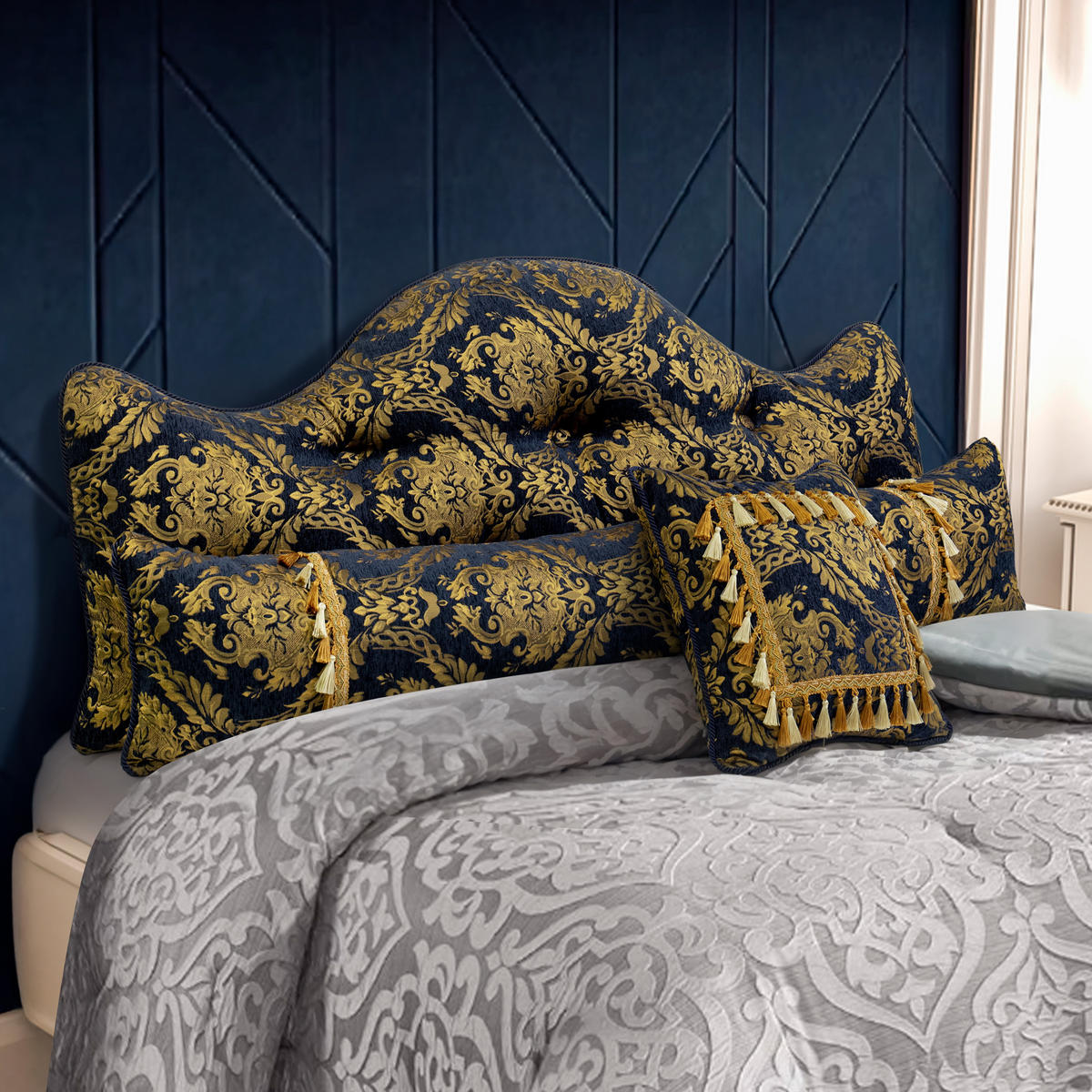 NACHTTISCHKISSEN Goldblume Blau 60*140cm 4er-set - Blau, Textil (15/140cm) - Vercart