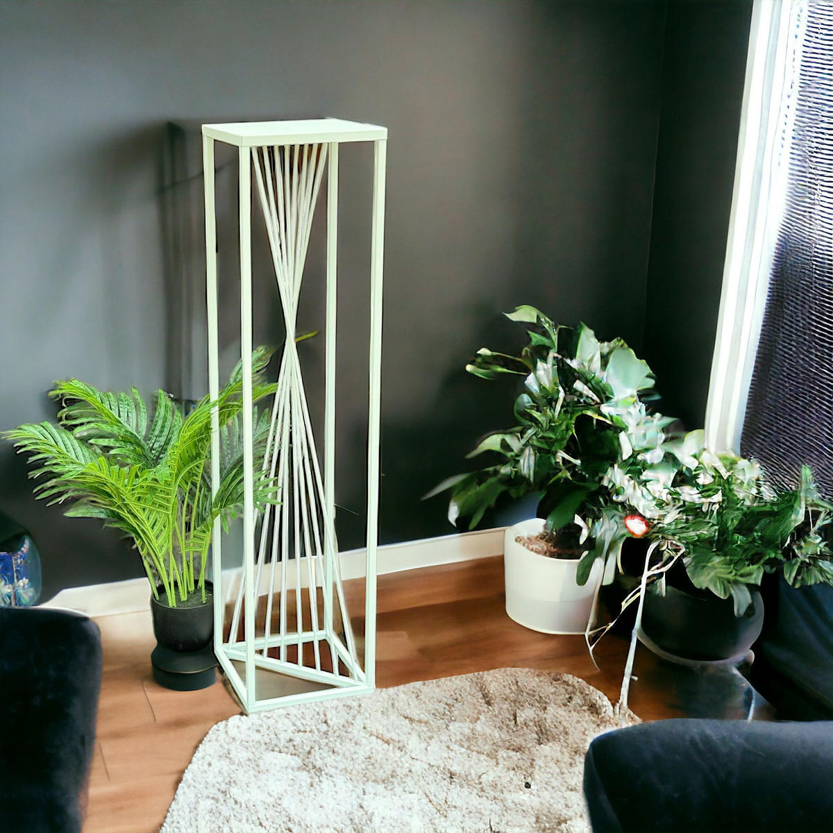 BLUMENSTÄNDER Metall Weiß Eckig 100 cm - Weiß, Metall (24/100/24cm) - DanDiBo