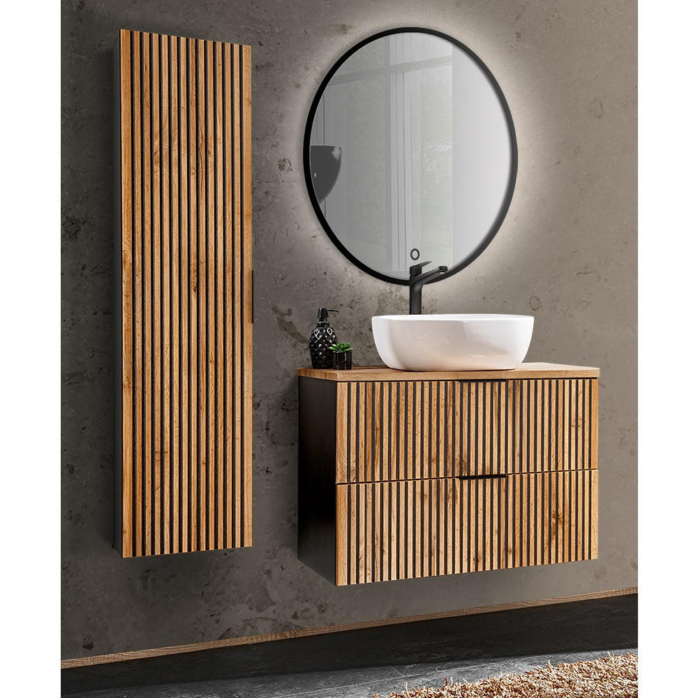 BADMÖBEL-SET 3-TLG. XANTEN-56 - Braun, Holzwerkstoff (130/200/47cm) - Lomado