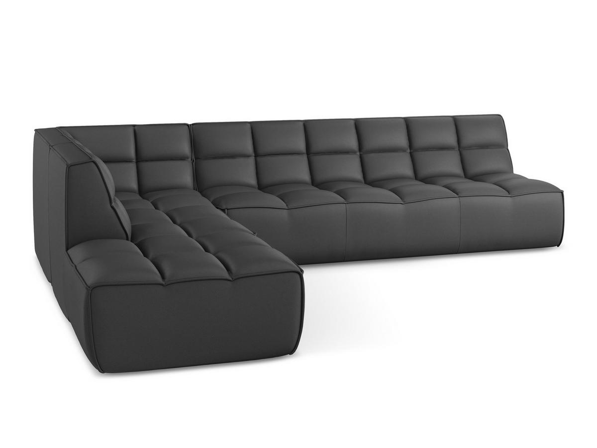 ECKSOFA Beidseitig Kunstleder Grau - Schwarz/Grau, Leder/Kunststoff (308/258cm) - Makamii