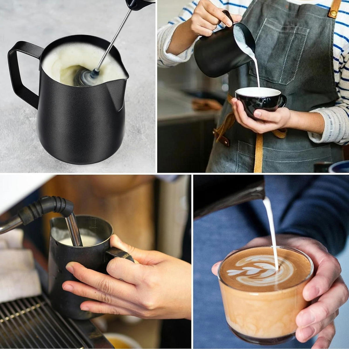 MILCHKÄNNCHEN Edelstahl Schwarz 350 ml - Schwarz, Metall (7.5/7.5cm)