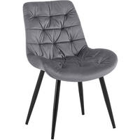 ESSZIMMERSTUHL Samt Dunkelgrau - Dunkelgrau/Schwarz, Textil/Metall (56/85/63cm) - CLP