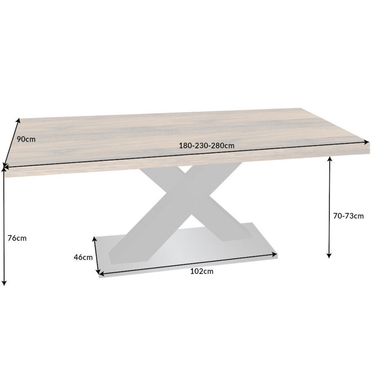 ESSTISCH MONTREAL Plankeneiche Natur 180/280 cm - Braun, Holz (90/180/76cm) - riess-ambiente