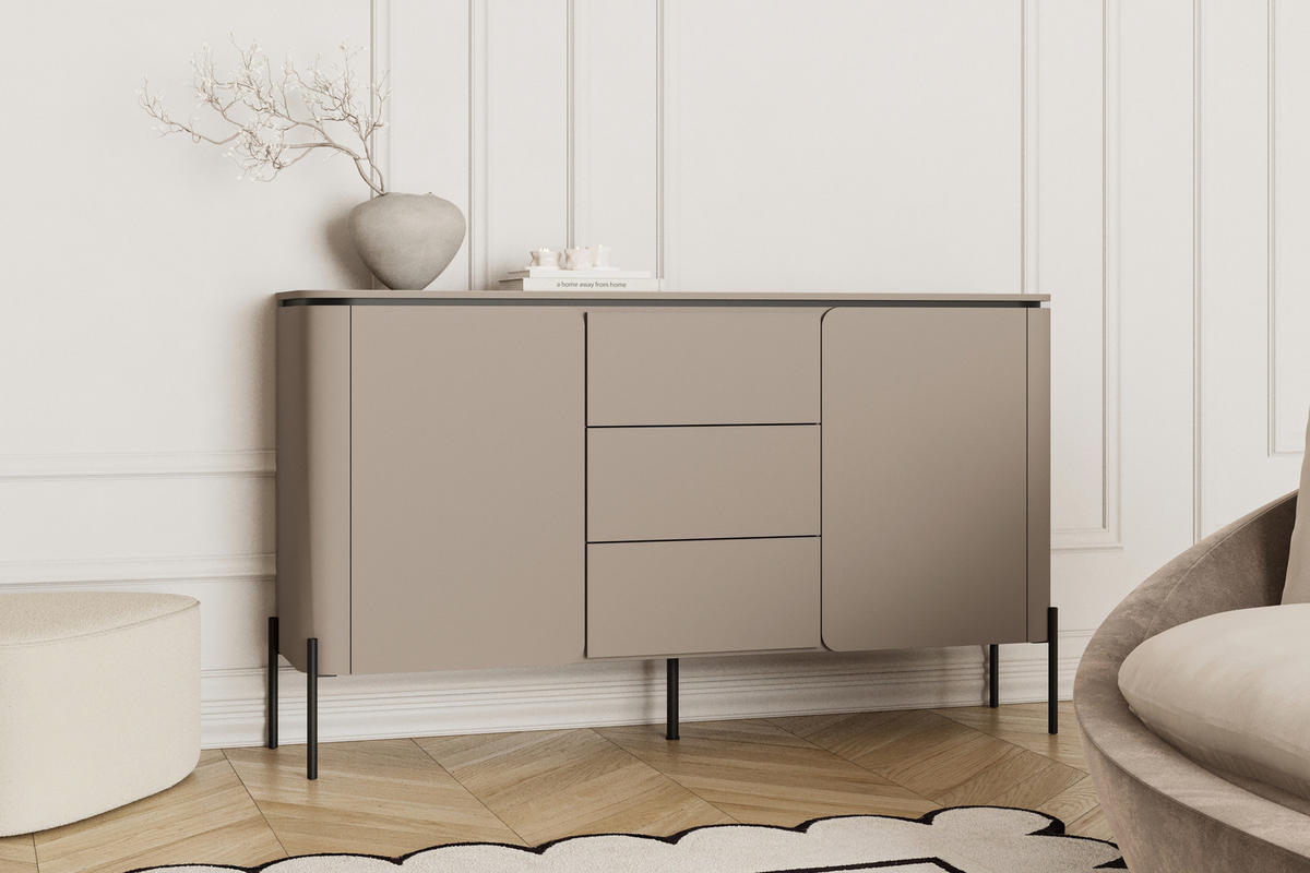SIDEBOARD BELTA 162,8x39,5x94,3 cm mit 3 Schubladen und 2 Türen Congo - Beige, Holzwerkstoff (162.8/94.3/39.5cm) - MASSENO