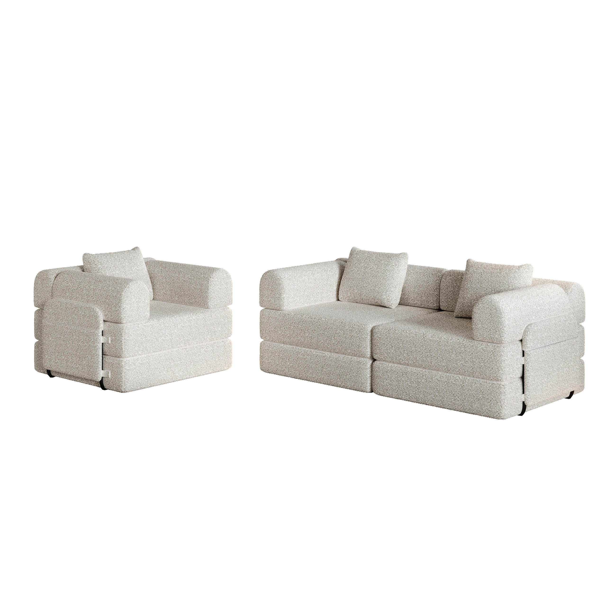 3-SITZER SCHLAFSOFA Chenille Khaki mit Ablagefach - Hellbraun, Textil/Metall (274/69.8/91.4cm) - WISHDOR