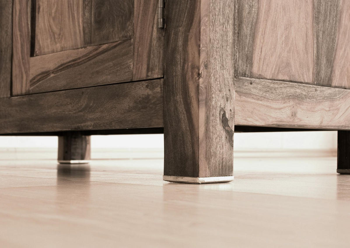 VITRINE Sheesham 90x45x148 grau geölt NATURE GREY #62 - Grau, Holz (90/148/45cm) - Massivmoebel24
