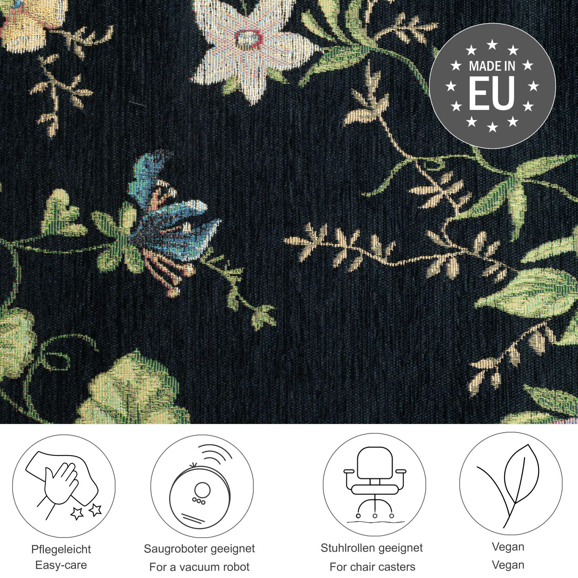 FLACHWEBTEPPICH Flomi Bettumrandung 70x400 cm - Schwarz, Textil (70/400cm) - THEKO