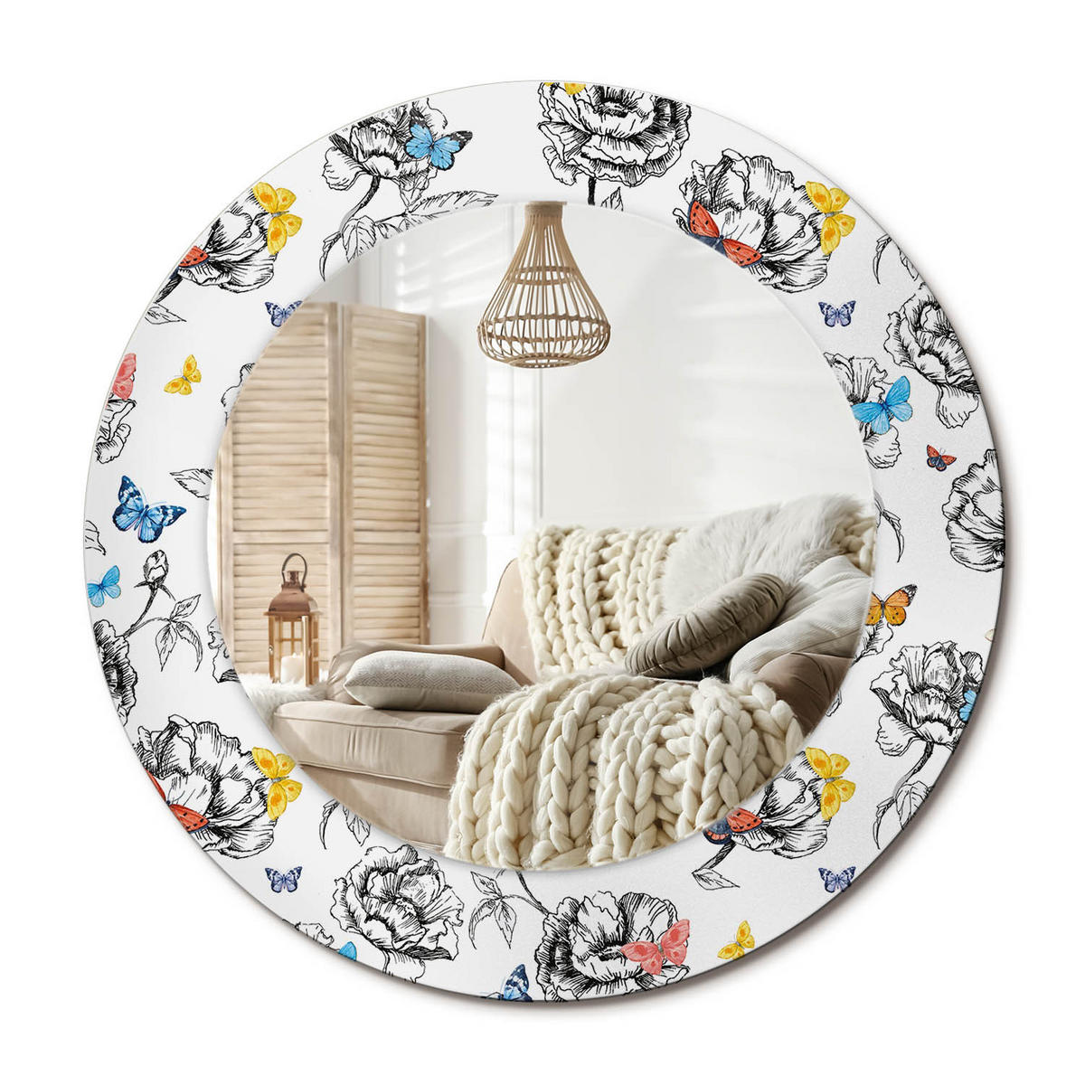 SPIEGEL Rund Ø 50 cm mit Aufdruck - Multicolor, Glas (50/50/0.4cm) - Wallfluent