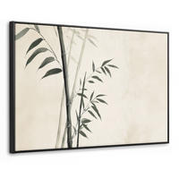 LEINWAND Bilder mit Rahmen - Japandi - Bambus - Beige - 150x100 - Eukalyptusholzfarben, Textil (150/100cm) - MuchoWow
