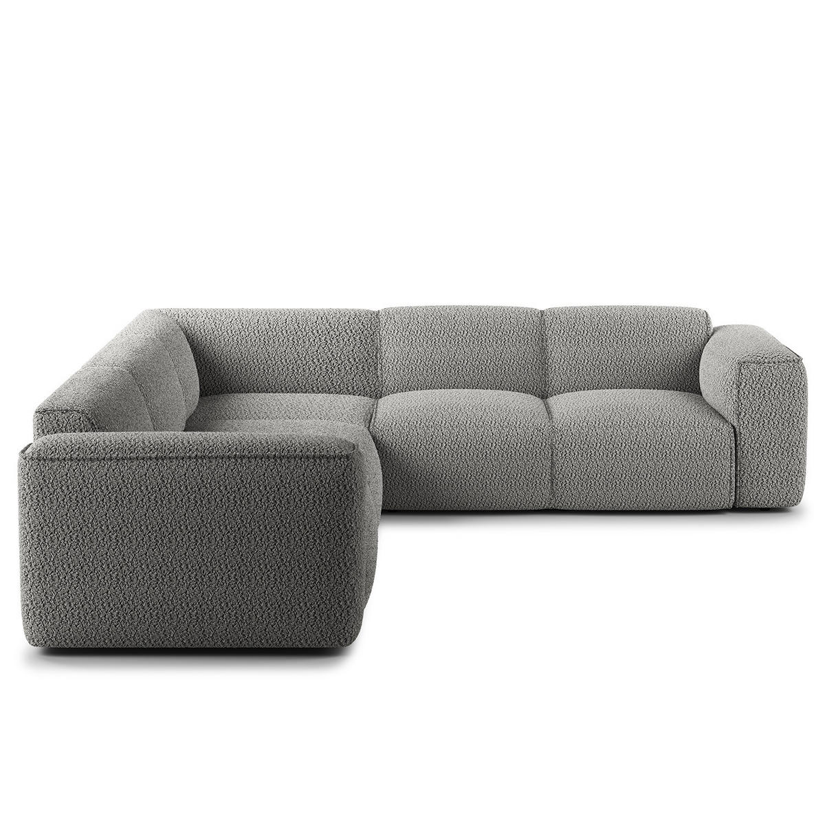 ECKSOFA mit Rundecke - Schwarz/Grau, Kunststoff/Textil (325/260cm) - home24