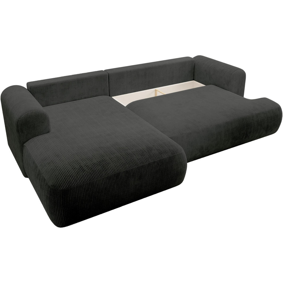 ECKSOFA Ovo Cord mit Cordbezug Dunkelgrau, links - Dunkelgrau/Schwarz, Textil (260/165cm) - Selsey