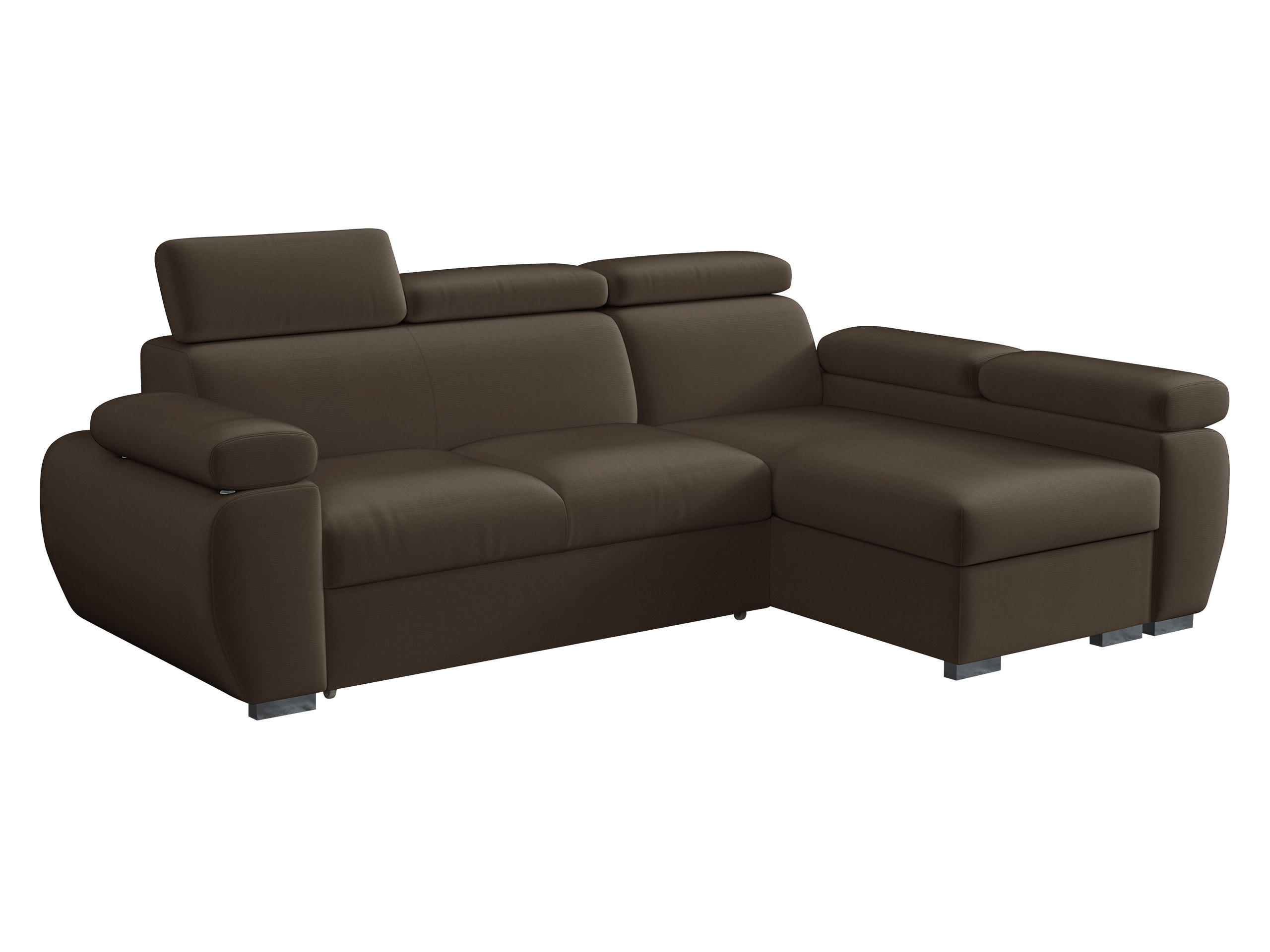 ECKSOFA Boston Mini, Seite: Rechts - 2R+LC - Chromfarben/Braun, Holz/Textil (255/170cm) - MIRJAN24