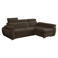 ECKSOFA Boston Mini, Seite: Rechts - 2R+LC - Chromfarben/Braun, Holz/Textil (255/170cm) - MIRJAN24