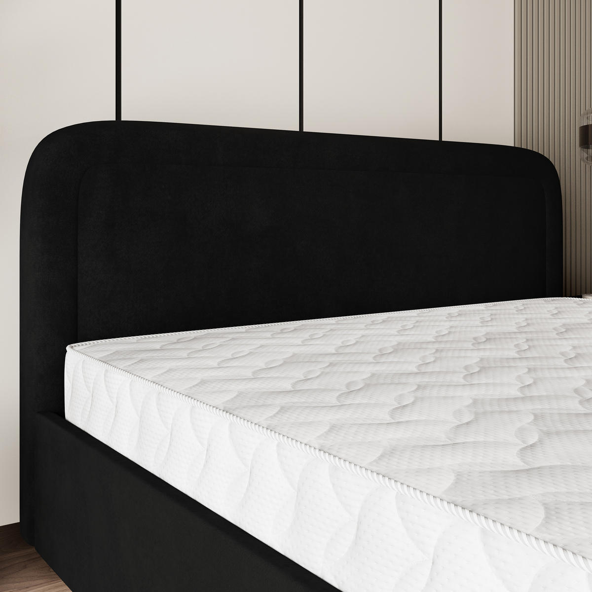 POLSTERBETT BENIRA K 160x200 cm mit Bettkästen - Schwarz - Schwarz, Holz (160/200cm) - MASSENO