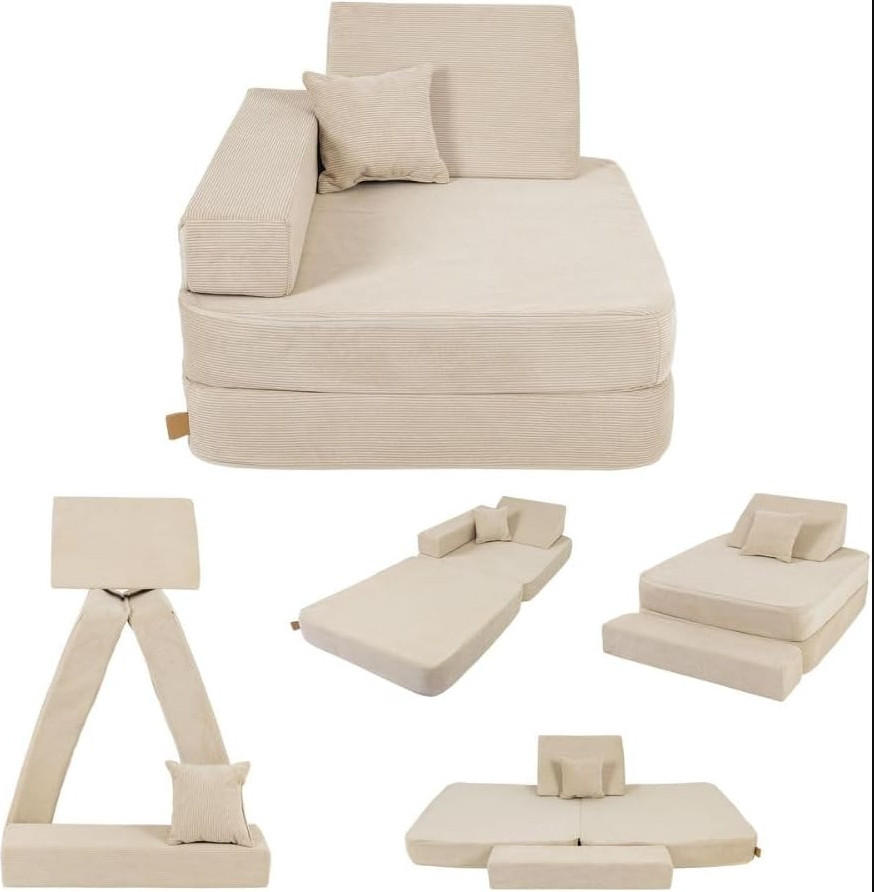 KINDERSESSEL Cordsamt Beige - Beige, Textil (80/24/80cm) - AngeLove
