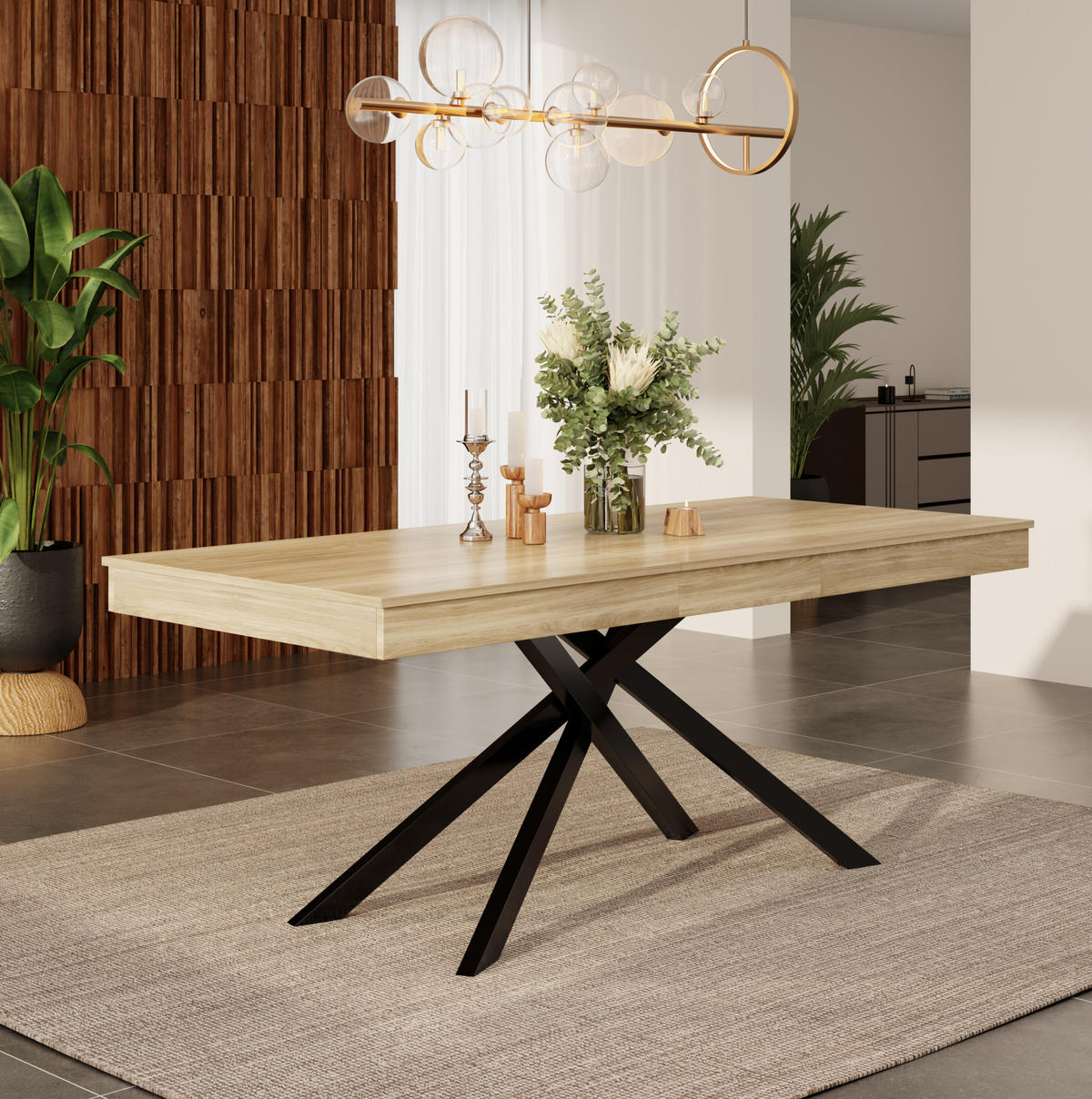 AUSZIEHTISCH 140/180/80 cm Eiche MDF-Esstisch mit 93 mm Tischplatte - Eichefarben, Holzwerkstoff (180/80/76cm) - OKWISH