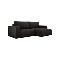 ECKSOFA Carl L-förmig Schlaffunktion und Bettkasten weicher Cordstoff flexibel stellbar lose Rückenkissen freistehend RECHTS 247x143x83cm Black - Schwarz, Holz/Textil (247/143cm) - DomoHome