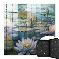 SCHLÜSSELBOX Schwarz 30x30 cm- Türöffnung nach rechts - Wasserblumen - Grün, Metall (30/30/5cm) - TULUP