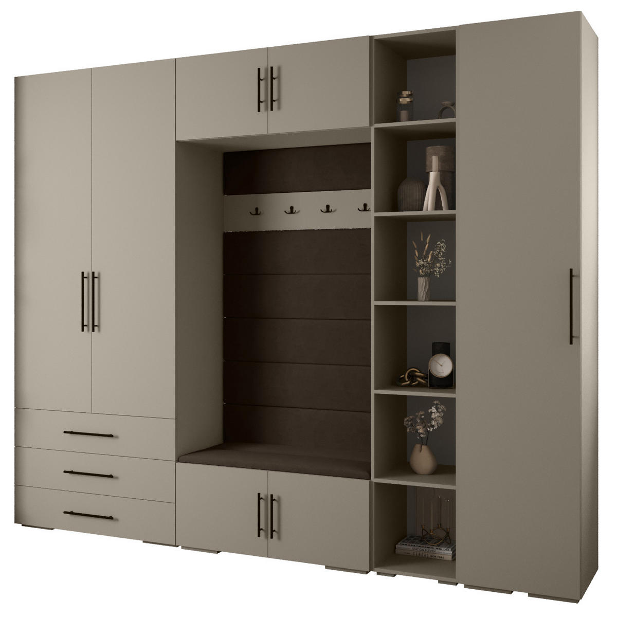 GARDEROBEN-SET 236,7/290/47 - Kaschmir/Schwarz, Holz/Kunststoff (290/236.7/47cm) - Abiks Möbel