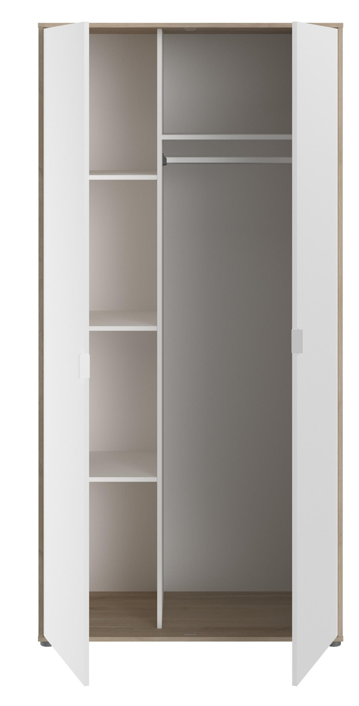JUGENDZIMMER Aalborg 2 in Weiß und Japanischer Eiche 5 teilig - Weiß, Holzwerkstoff (120/200/80cm)