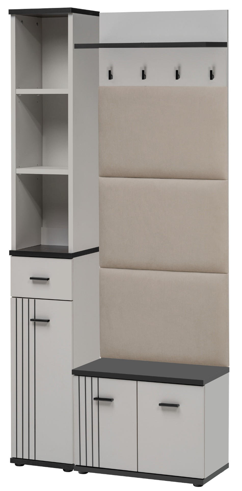 Inn.Furn Garderoben-Set Kaschmir, Schwarz 90x203x32 cm