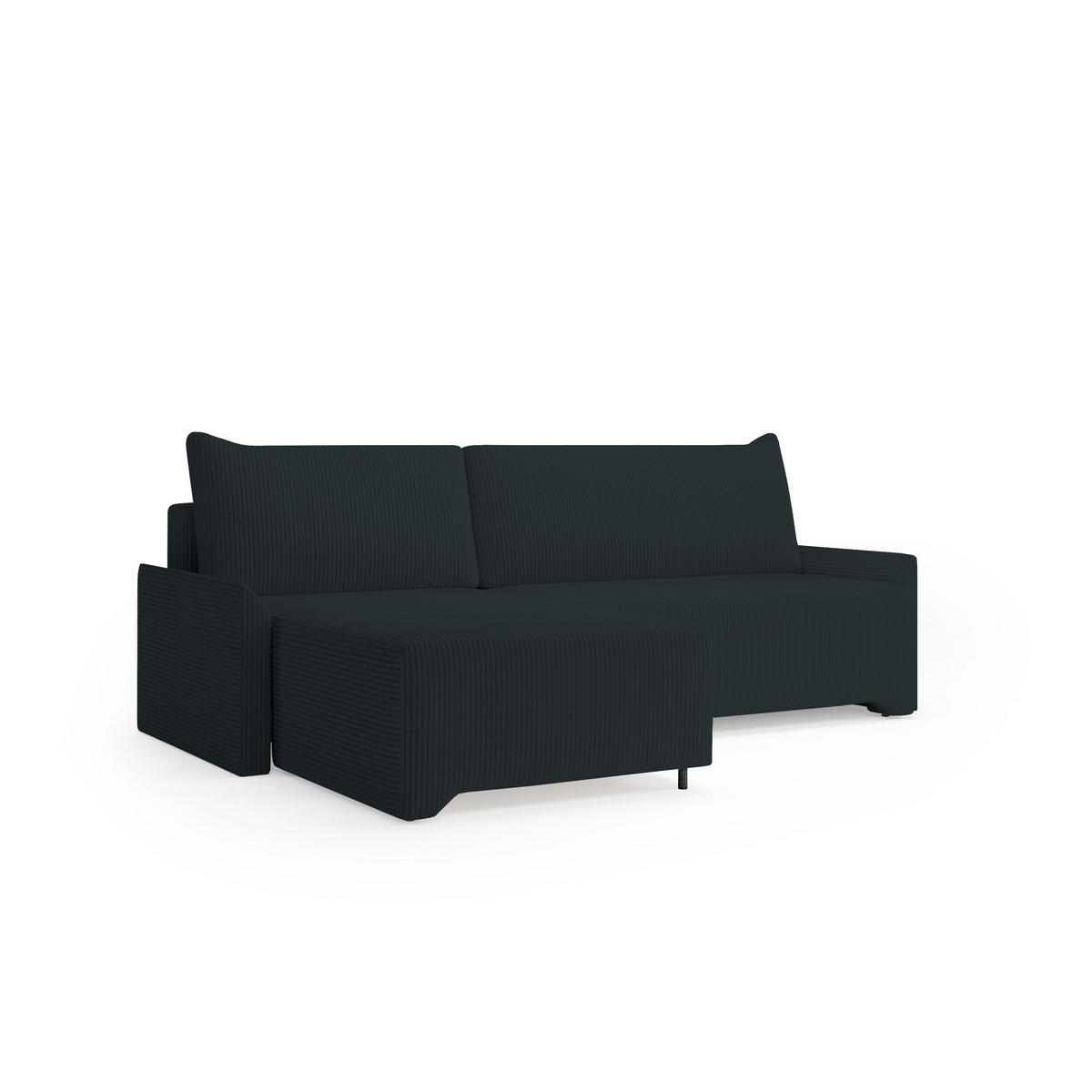 ECKSCHLAFSOFA - Rocky - Links, Schwarz (Poso 135) - Schwarz, Holzwerkstoff/Metall (245/174cm) - Möblo