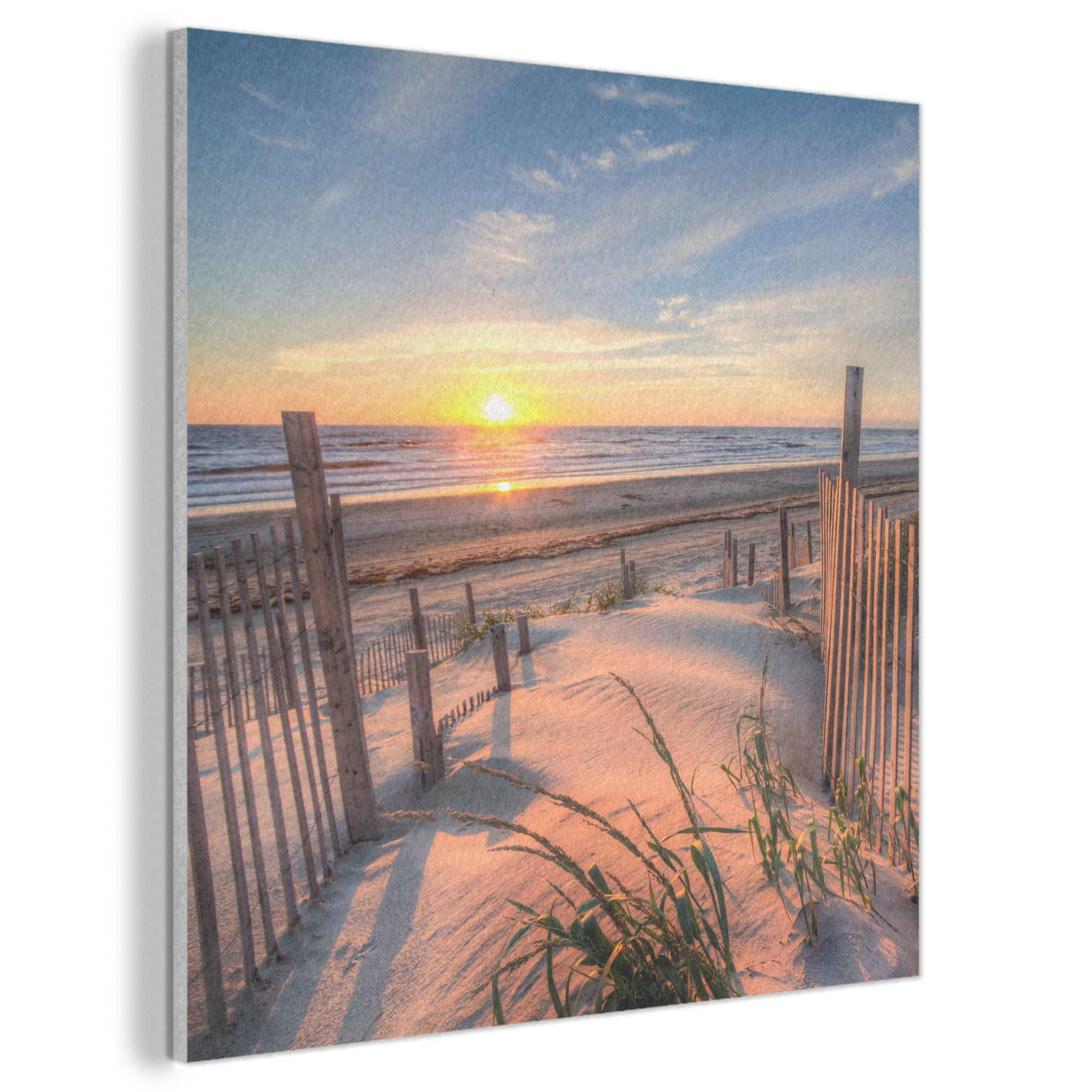 AKUSTIKBILD Strand - Meer - Düne - Sonnenuntergang - Landschaft Akustikpaneele 80x80 cm - Beige, Kunststoff (80/80/0.9cm) - MuchoWow